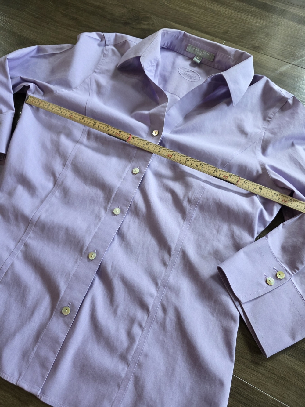 Foxcroft Non-Iron Fitted Blouse Lavender Lilac Button-Down Long Sleeve Sz 10 - Picture 5 of 9